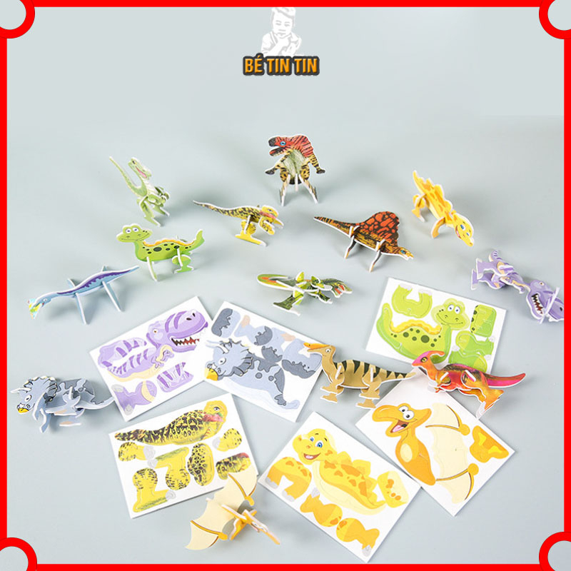 Sét Đồ Chơi Lắp Ghép Mô Hình Giấy 3D Tranh Ghép Hình 3D Bằng Giấy, Hình Khủng Long Hoạt Hình Dễ Thương.