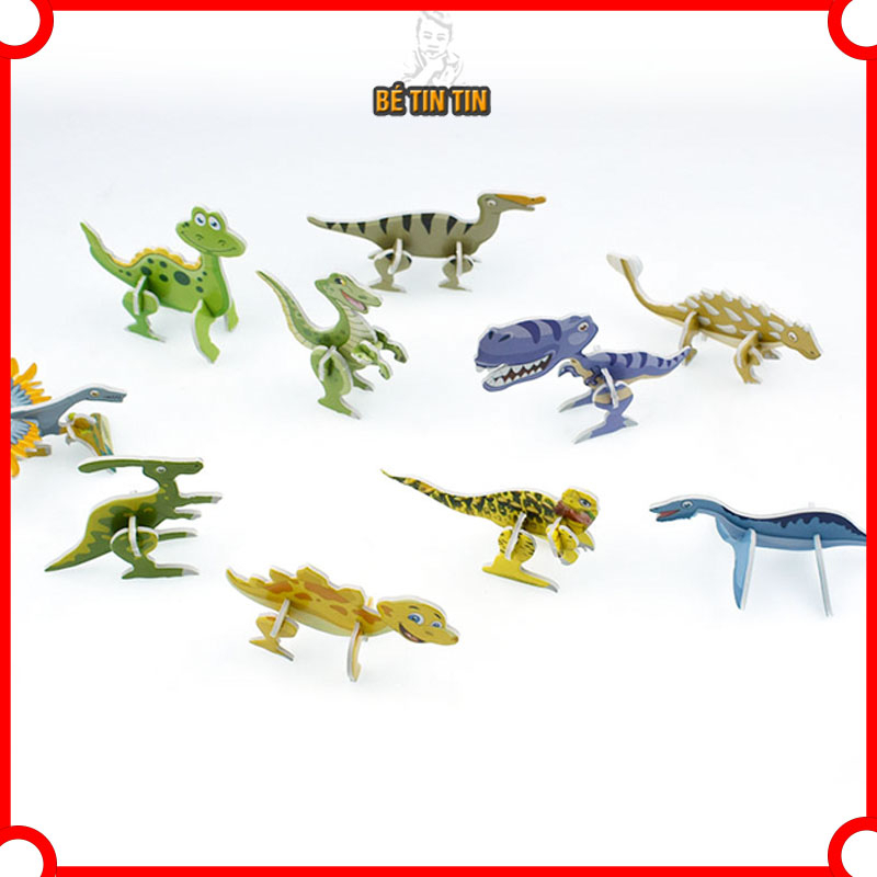 Sét Đồ Chơi Lắp Ghép Mô Hình Giấy 3D Tranh Ghép Hình 3D Bằng Giấy, Hình Khủng Long Hoạt Hình Dễ Thương.