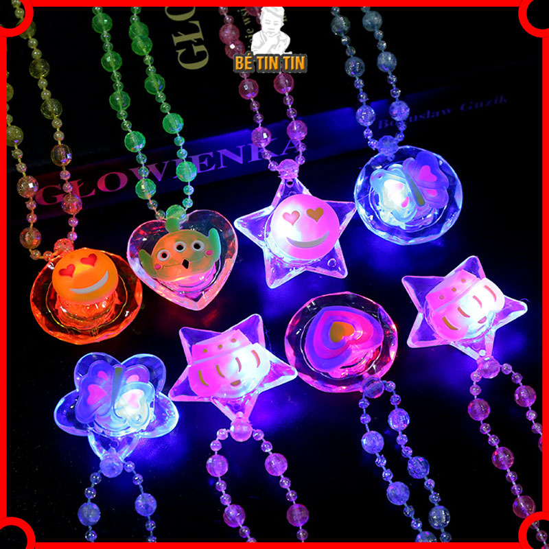 Dây chuyền vòng cổ trẻ em, mặt hoạt hình ngộ nghĩnh có Led phát sáng - Đồ Chơi TinTin