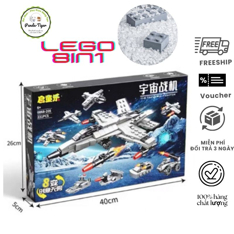 Đồ chơi lắp ráp mô hình máy bay tàu chiến thông minh, xếp hình lego cho bé đa năng 8 in 1