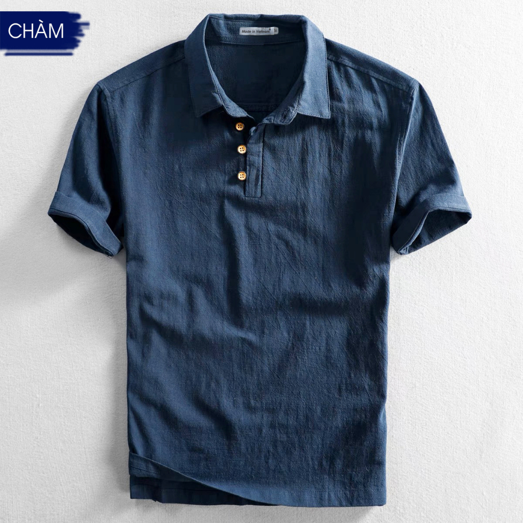 Áo Polo Nam Đũi Xước Nhật, Cúc Dây Cài Kiểu Tàu, 8 Màu Tùy Chọn