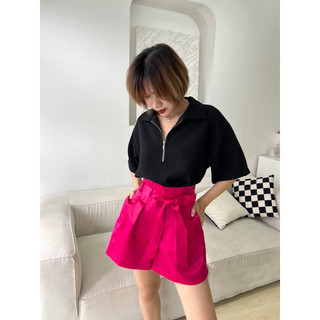 CERA - Quần shorts phối dây cột màu hồng