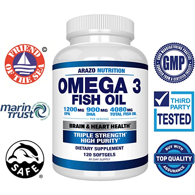 Arazo Nutrition Omega 3 Fish Oil - Viên Uống Dầu Cá Cải Thiện Trí Nhớ, Hỗ Trợ Sức Khỏe Tim Mạch 120v