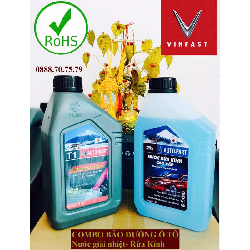 [HCM] Vinfast - Combo nước rửa kính ô tô, giải nhiệt chai 1L, Yuri Nhật Bản(Tặng khăn)