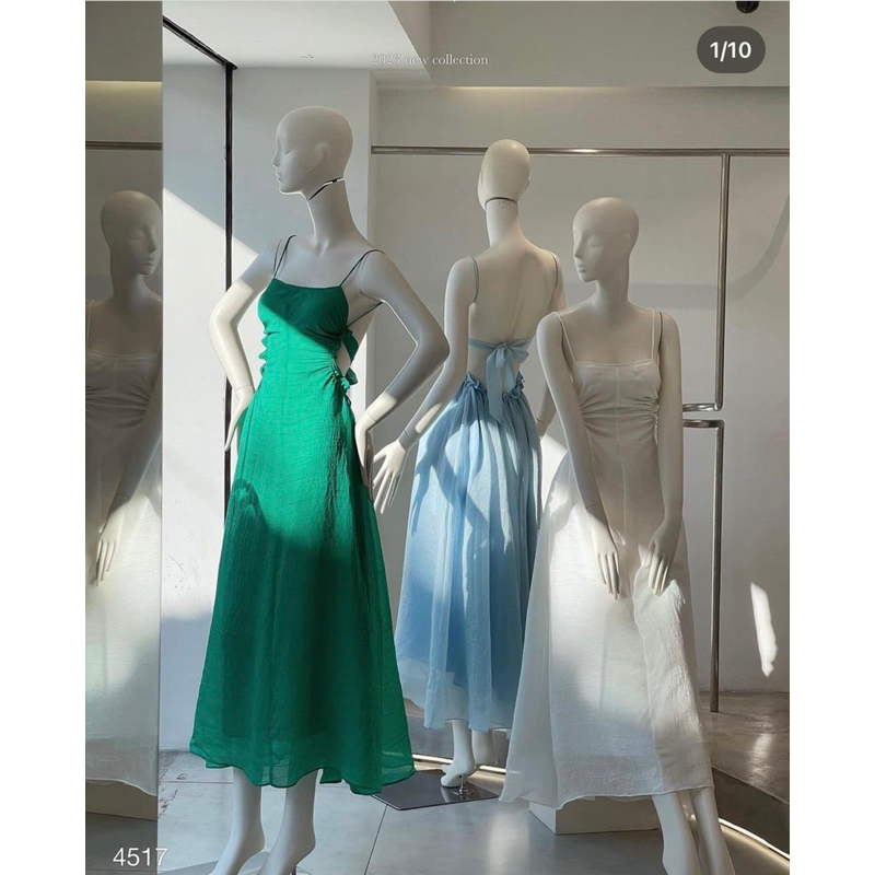 Đầm hai dây lụa cut eo Wabisabi N0405