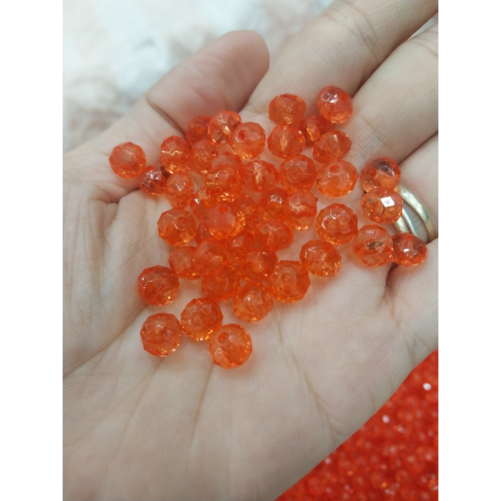 10-50gam hạt pha lê nhựa bánh cam lấp lánh 8mm làm vòng tay, vòng cổ, túi xách