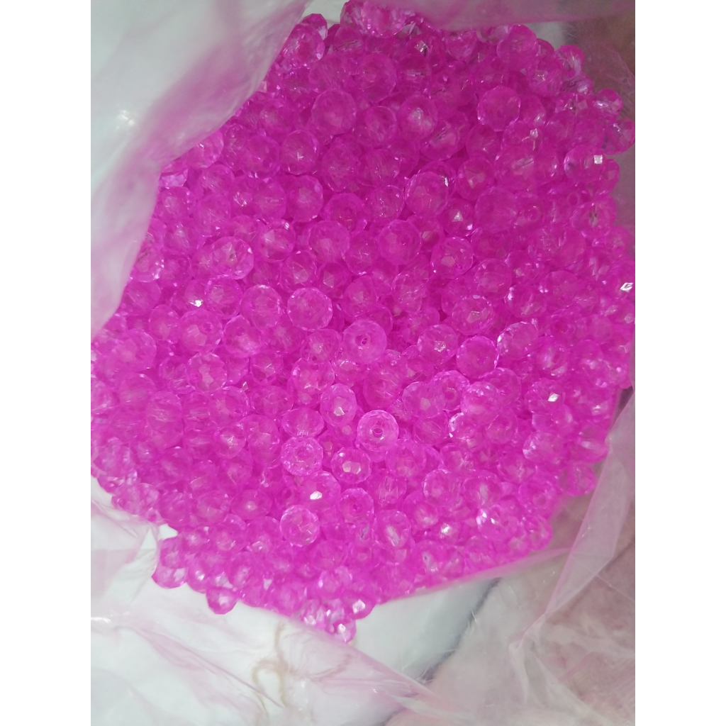 10-50gam hạt pha lê nhựa bánh cam lấp lánh 8mm làm vòng tay, vòng cổ, túi xách