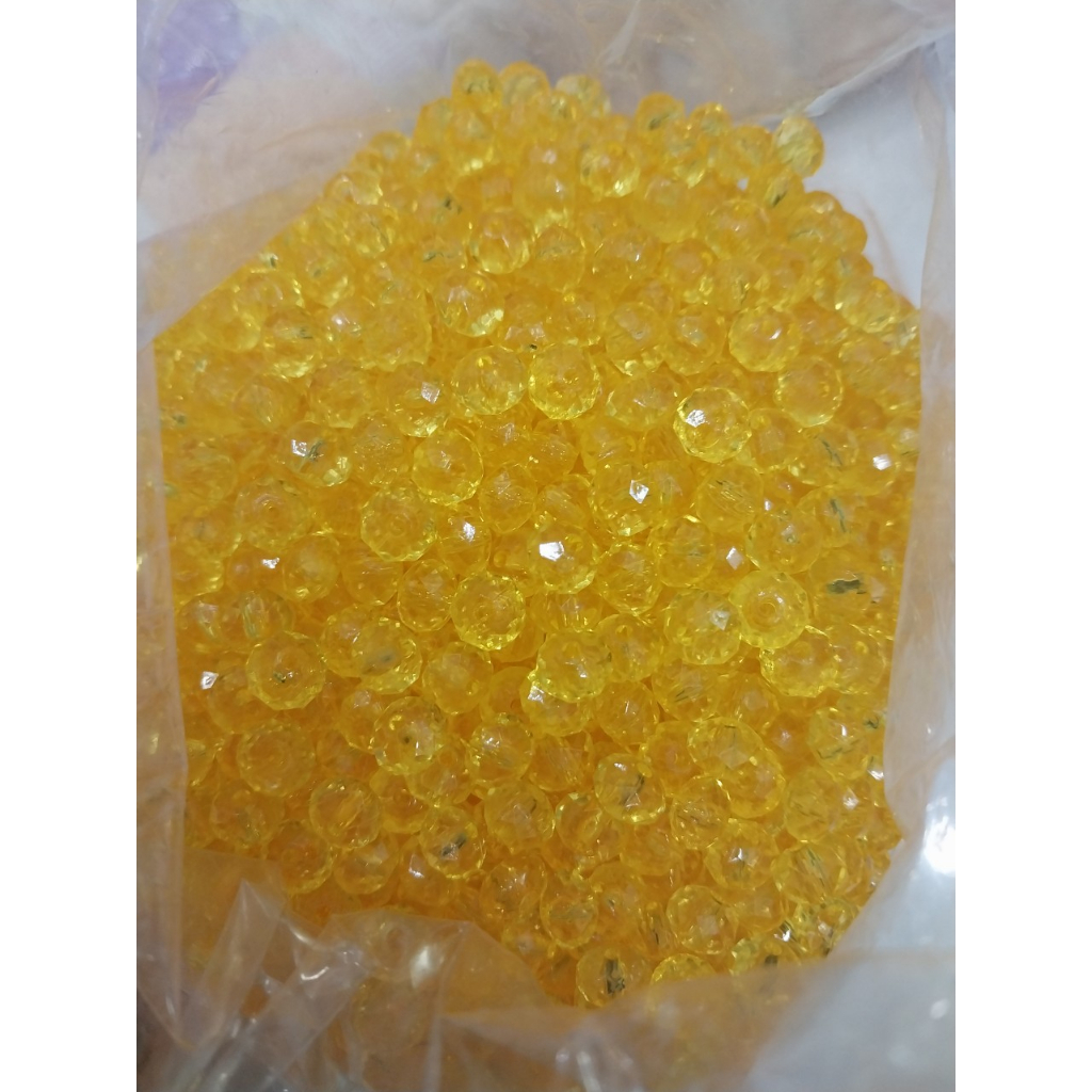 10-50gam hạt pha lê nhựa bánh cam lấp lánh 8mm làm vòng tay, vòng cổ, túi xách