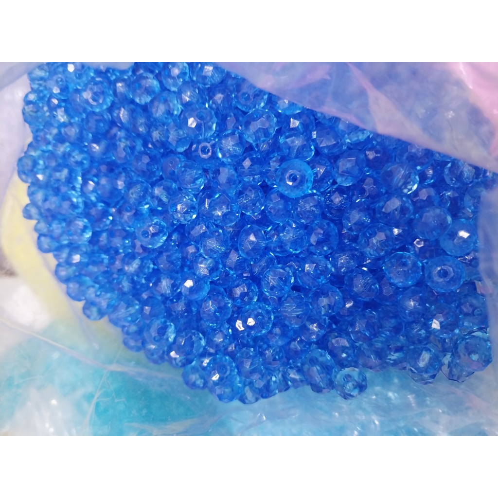 10-50gam hạt pha lê nhựa bánh cam lấp lánh 8mm làm vòng tay, vòng cổ, túi xách