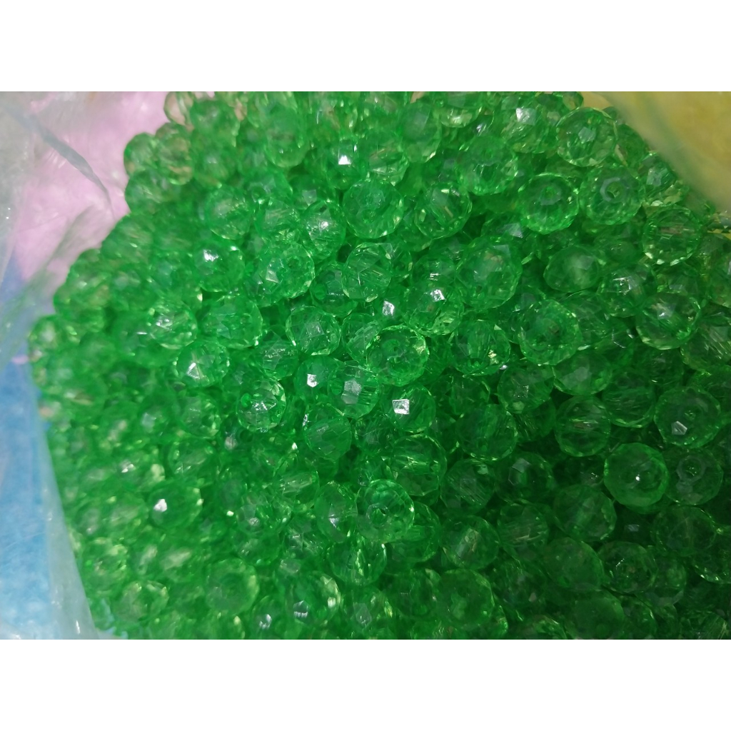 10-50gam hạt pha lê nhựa bánh cam lấp lánh 8mm làm vòng tay, vòng cổ, túi xách