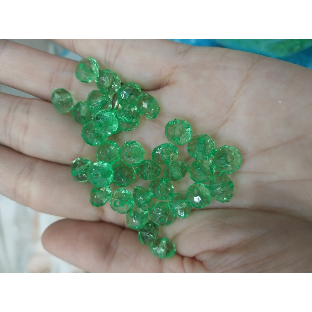 10-50gam hạt pha lê nhựa bánh cam lấp lánh 8mm làm vòng tay, vòng cổ, túi xách