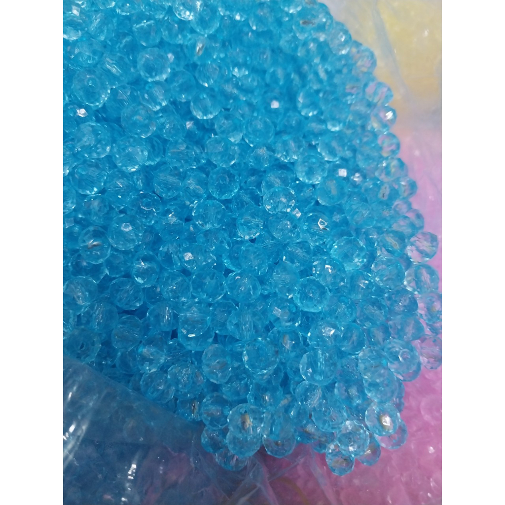 10-50gam hạt pha lê nhựa bánh cam lấp lánh 8mm làm vòng tay, vòng cổ, túi xách