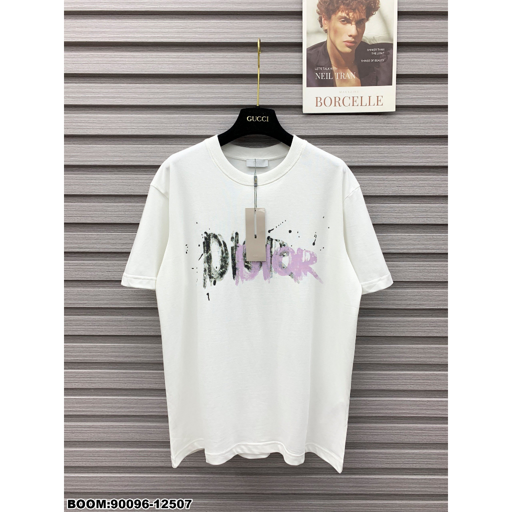 Áo Thun cotton Trơn Cổ Bẻ In Chữ logo Thời Trang 2023 Dành Cho Nam Nữ