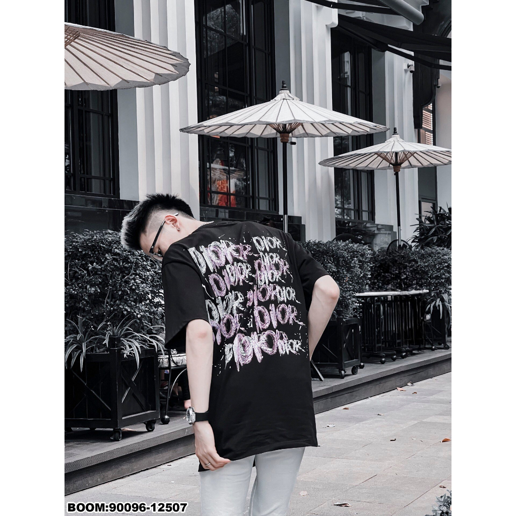 Áo Thun cotton Trơn Cổ Bẻ In Chữ logo Thời Trang 2023 Dành Cho Nam Nữ