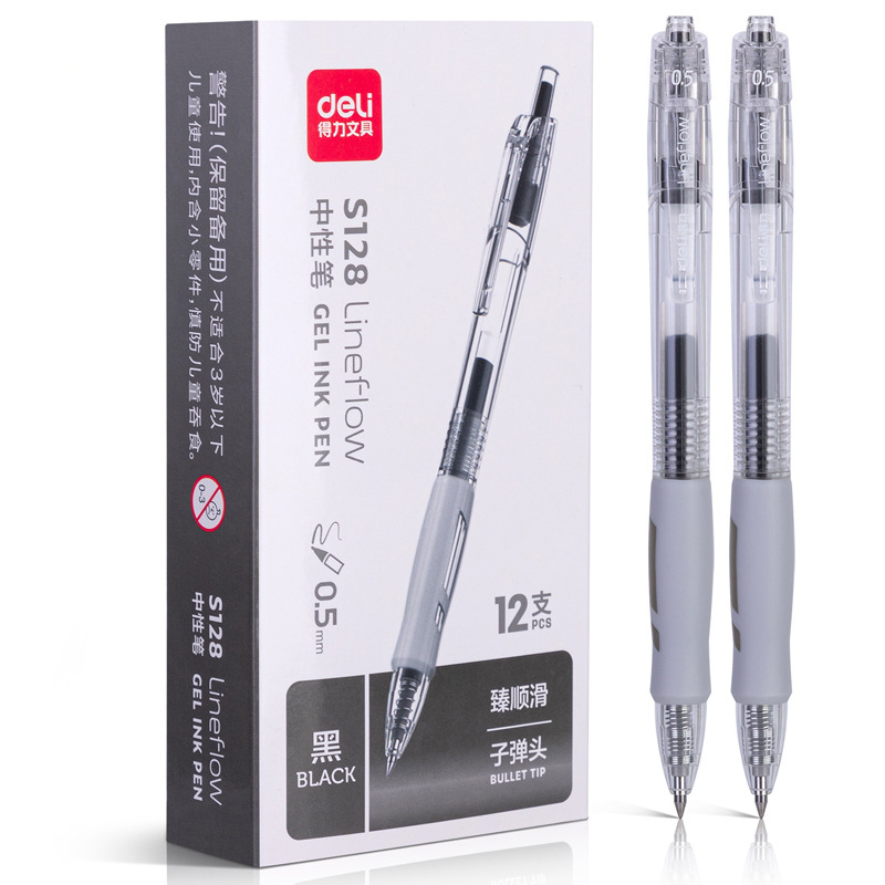 Bút Bi Nước Văn Phòng Mực Gel Deli S128 Ngòi 0.5mm Lineflow