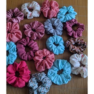 Scrunchies handmade vải linen trơn