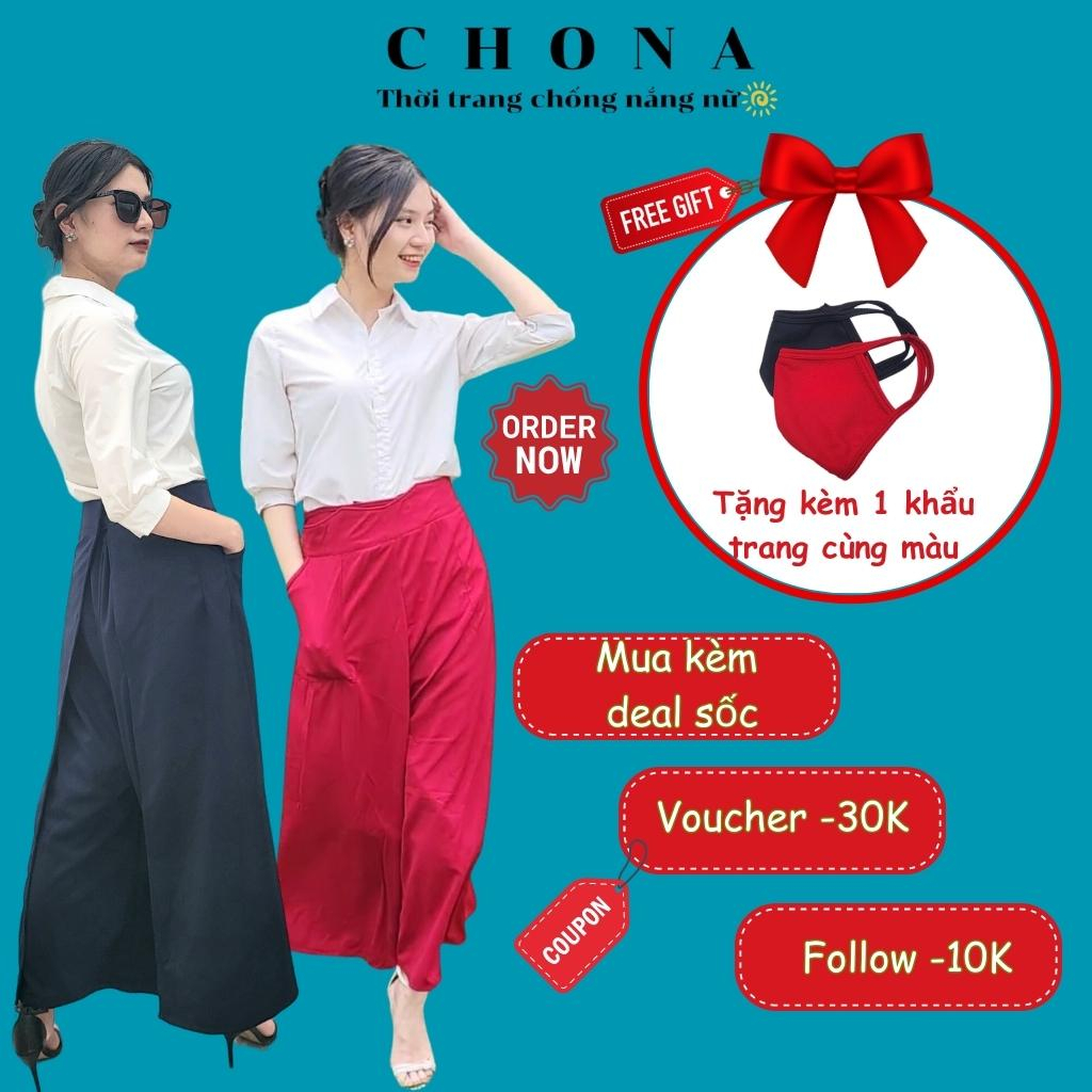 Váy chống nắng dạng quần, quây váy CHONA ống suông lưng cao cạp v freesize che phủ rộng chắn nắng tốt