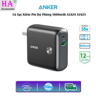  Củ Sạc Kiêm Pin Dự Phòng Anker Fusion A1624 A1625 5000mAh 1 Cổng -C PD  1 Cổng Usb-A Sạc Nhanh ip 