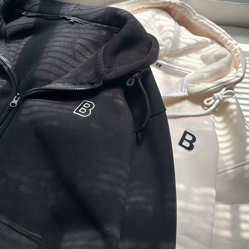 Áo khoác hoodie zip nỉ lót bông thêu chữ B _HT.Store96