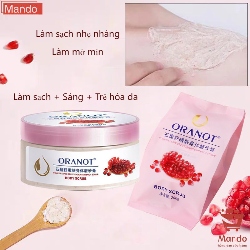 Tẩy Tế Bào Da chết Body Toàn Thân Lựu Đỏ ORANOT Muối tẩy tế bào chết Làm Trắng Da Làm Sạch Sâu Loại Bỏ Bụi Bẩn