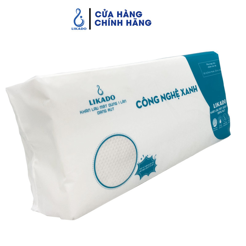 Khăn lau mặt dùng 1 lần dạng spa túi rút 80 khăn LIKADO kích thước (20x20cm)(1 túi)