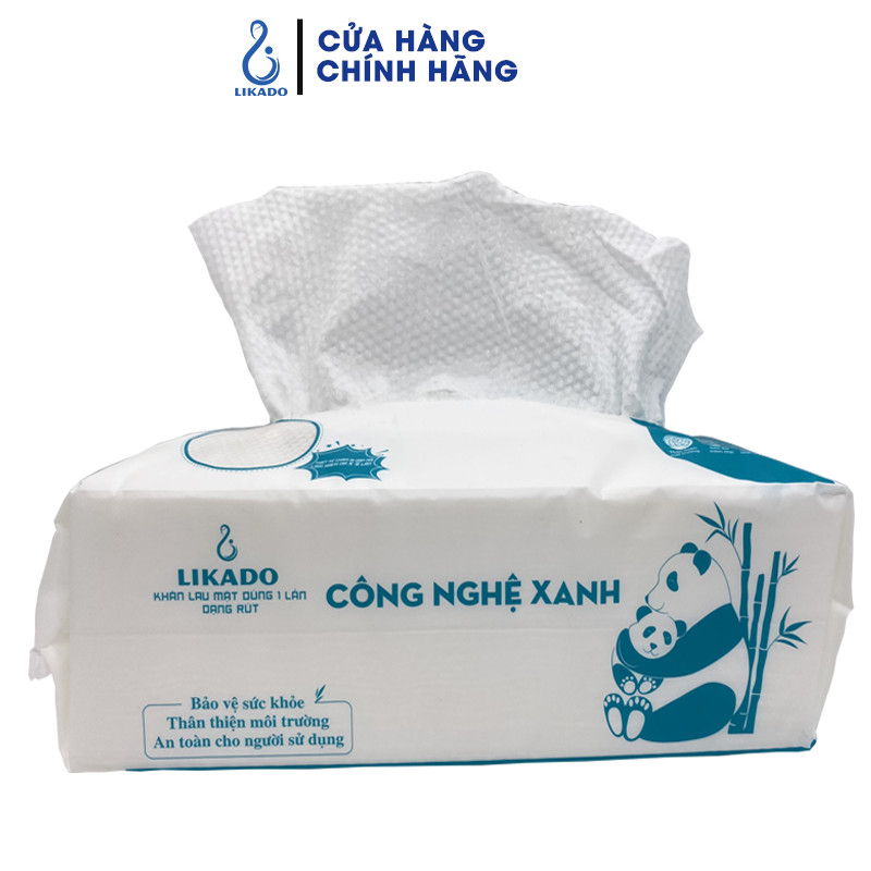 Khăn lau mặt dùng 1 lần dạng spa túi rút 80 khăn LIKADO kích thước (20x20cm)(1 túi)