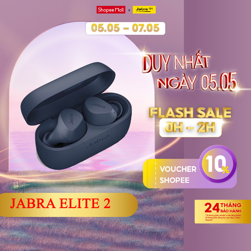 Tai Nghe Bluetooth Jabra Elite 2 Thương hiệu Đan Mạch Chống Nước IP55 Hàng Chính Hãng