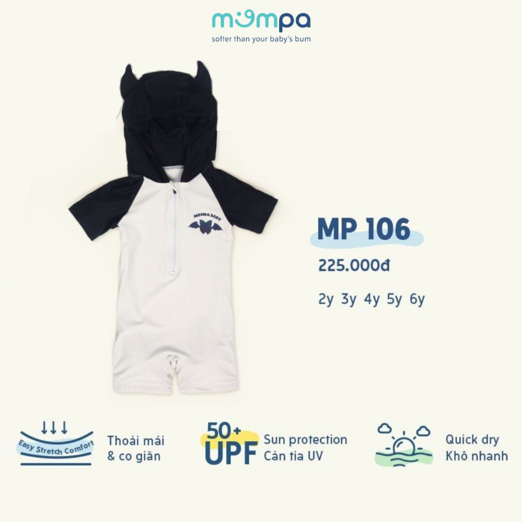 Set Đồ Bơi Liền Thân Bé Trai Cao Cấp MOMPA MP106, UPF 50+, Cản 99% tia UV, Tặng Kèm Mũ, Size 2Y-6Y