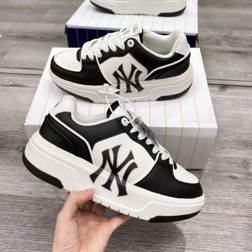 Giày MLB Chunky NY đen trắng York Yankees Black, Sneaker MLB Liner Mid màu trắng NY đen, Giày MLB cổ thấp nam nữ