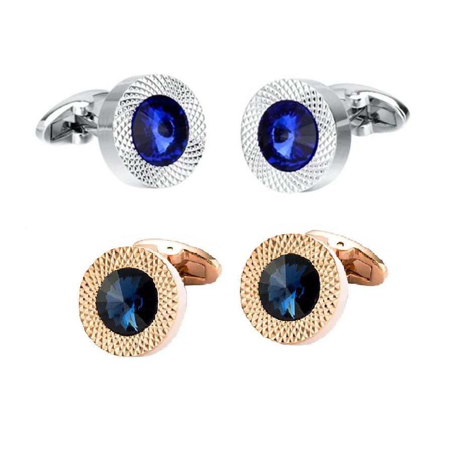 Măng sét cufflinks hình tròn mặt đá
