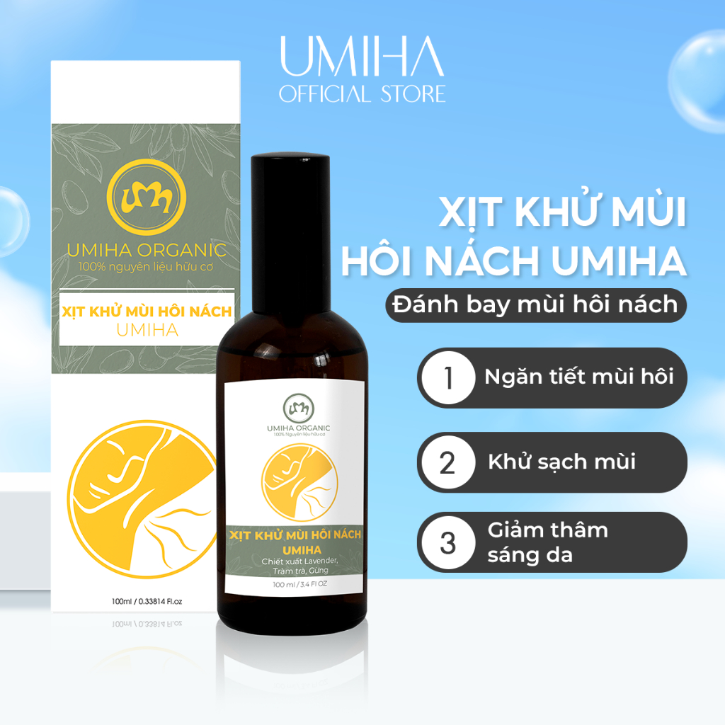 Xịt ngăn mùi nách trắng nách UMIHA (45ml) - Xịt khử mùi thay lăn khử mùi hôi nách, giúp trắng da nách, ngừa thâm nách