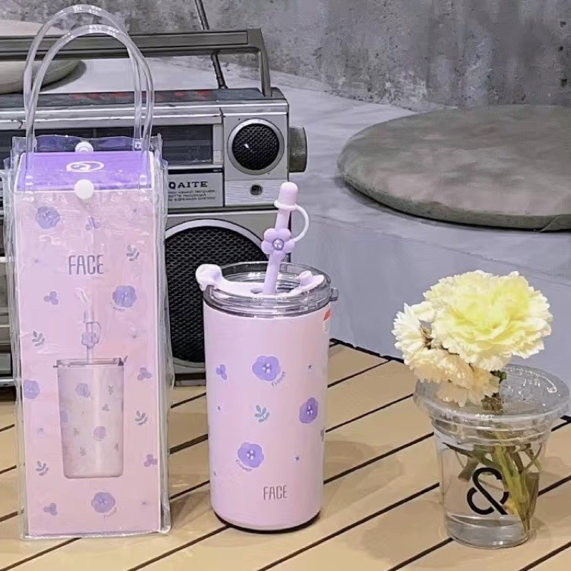 Ly Cốc giữ nhiệt Hoa Anh Đào 480-500ML để bàn - Inox 316 - Bộ bình giữ nhiệt phong cách Hàn Quốc, màu sắc trẻ trung | BigBuy360 - bigbuy360.vn