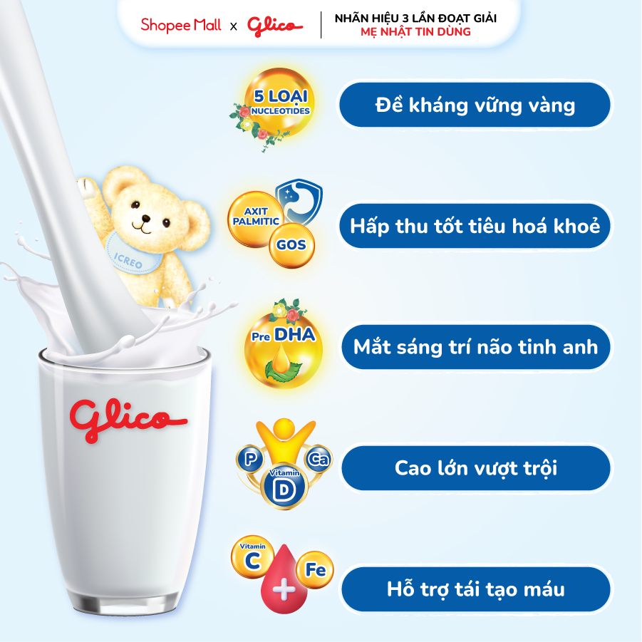 Sữa Glico Icreo Follow Up Milk (Icreo Số 1) Lon 820g