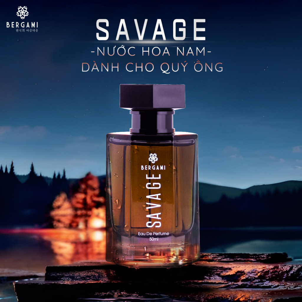 Nước Hoa Nam Thơm Lâu Bergami Savage, Nước Hoa Chính Hãng Mùi Hương Nam Tính Mạnh Mẽ, Lưu Hương 6H 50ml/chai