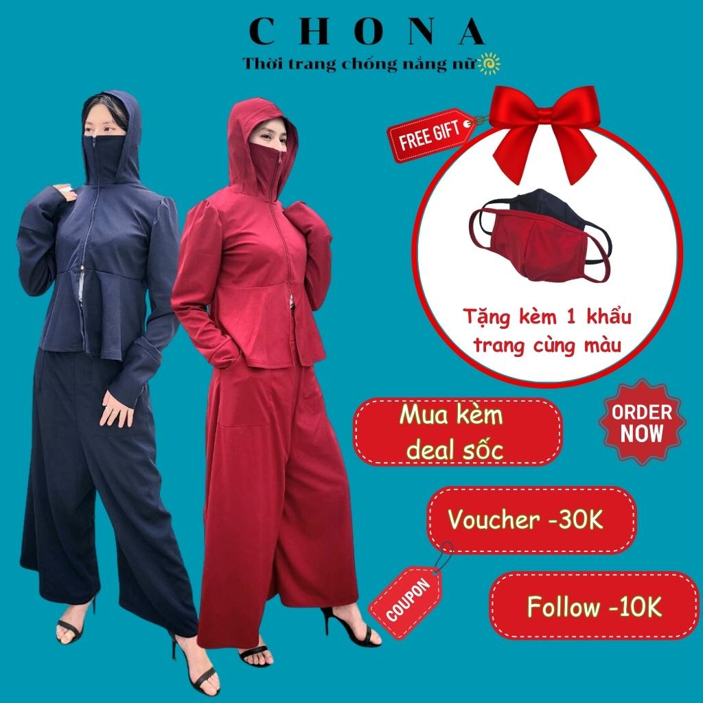 Áo nắng nữ, ao chong nang, quần chống nắng nữ, quây váy CHONA đa năng vải dày dặn co giãn, che phủ rộng chắn nắng tốt
