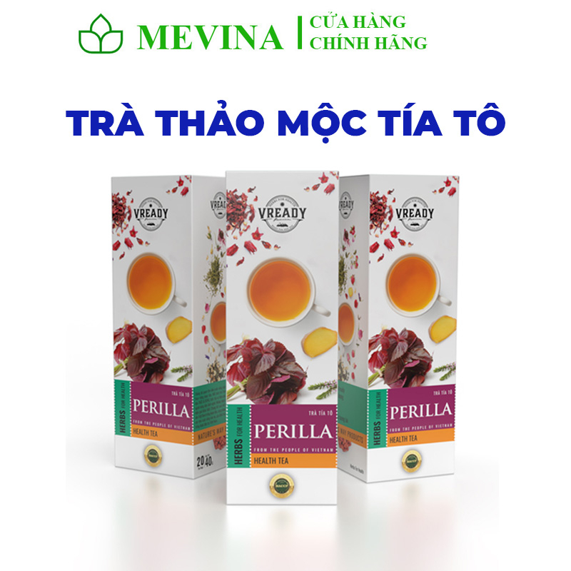 Trà tía tô túi lọc Vready - Giải cảm, làm đẹp da, hạ sốt, hộp 20 gói túi lọc - Mevina