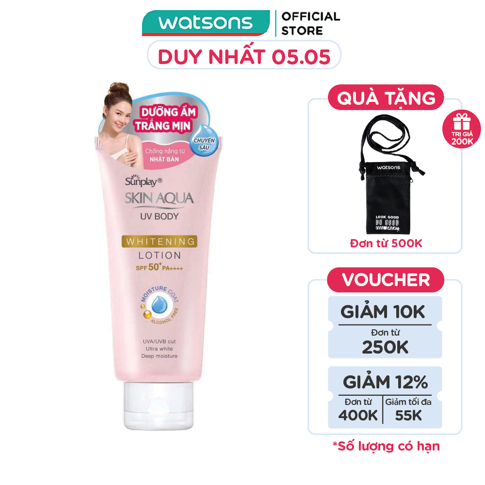 [SHOPEE OUTLET] Chống Nắng Sunplay Skin Aqua UV Body Whitening Body Lotion Dưỡng Ẩm Trắng Mịn SPF50+ PA++++ 150g | BigBuy360 - bigbuy360.vn