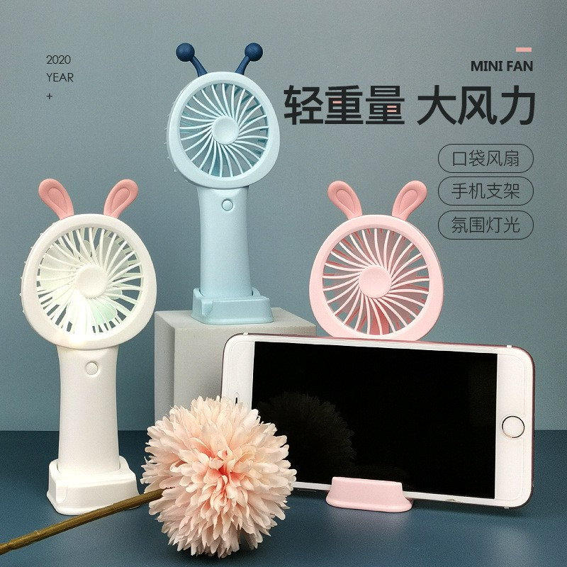 QUẠT MINI POCKET CẦM TAY CÓ ĐÈN LED,2 TỐC ĐỘ GIÓ MẠNH SẠC USB KEM ĐẾTH.Đ