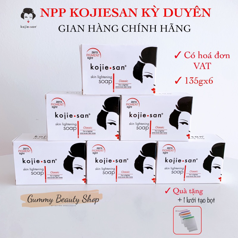 Hộp 6 cục xà bông tắm trắng, đánh bay mụn lưng Kojiesan Soap 135gx6