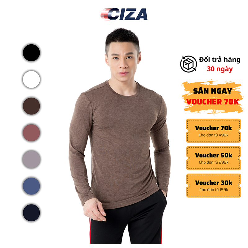 Áo giữ nhiệt nam CIZA cao cấp thể thao vải heattech cổ tròn giữ ấm công nghệ Nhật Bản size S M L XL ATNS17