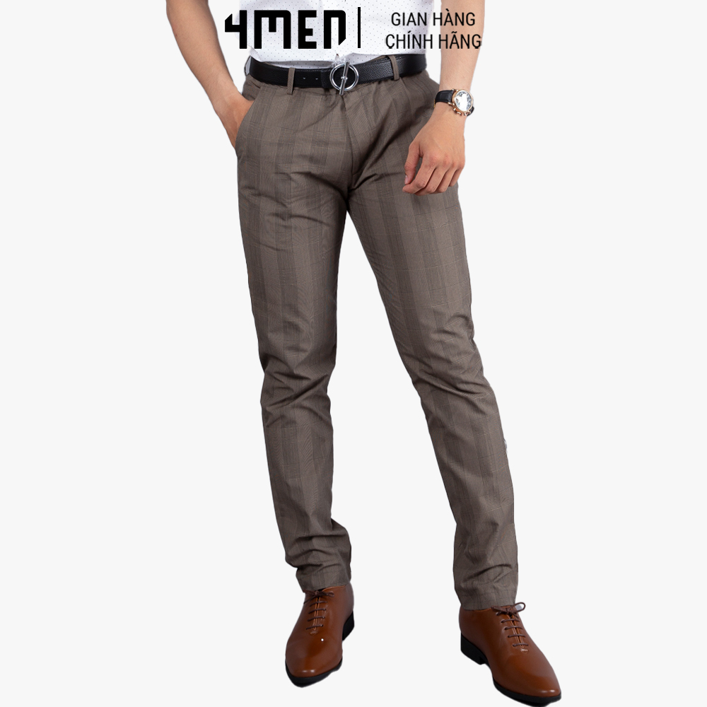 Quần Tây Nam 4MEN QT105 sọc caro thời trang, đứng form tôn dáng, thanh lịch, chất vải mềm mại, co giãn thoải mái