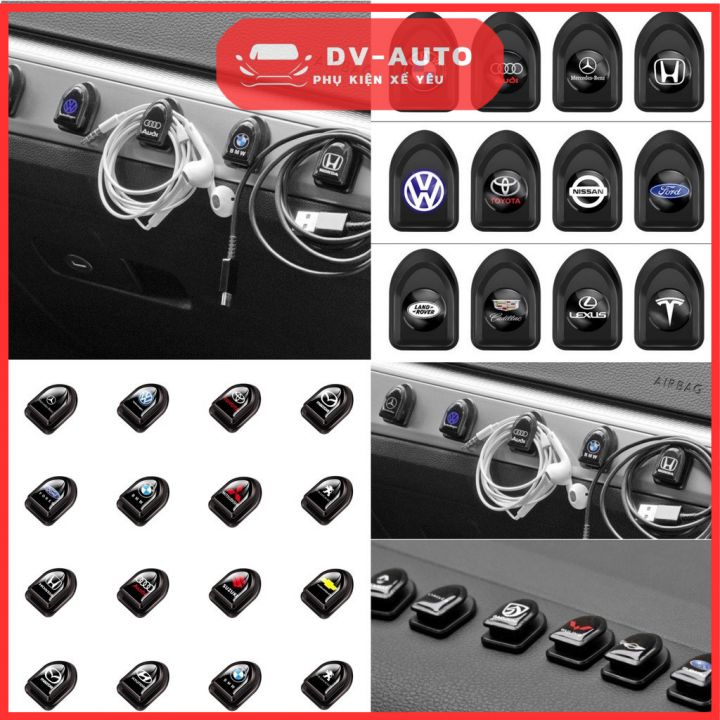 Móc treo đồ mini gắn Logo Hãng tiện lợi dán taplo, mặt da ghế hoặc đồ da dụng đa năng by DV AUTO