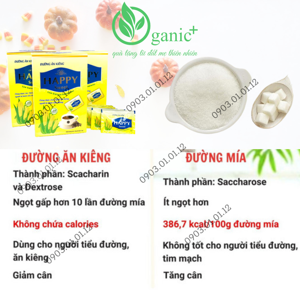 Đường Ăn Kiêng Happy Sweet, đường cho người tiểu đường, eatclean, ăn kiêng giảm cân không calo