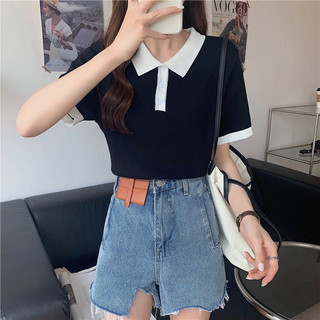 Áo Polo Croptop Babytee Hàn Quốc, Freesize Dưới 55kg, Dáng Basic