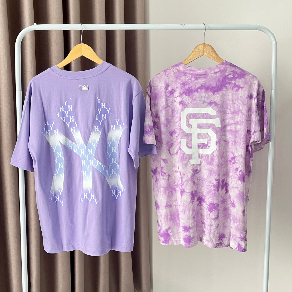 Áo thun unisex MLB/ Newera chính hãng nam nữ in logo LA/ NY đặc trưng chất co giãn mặc mát