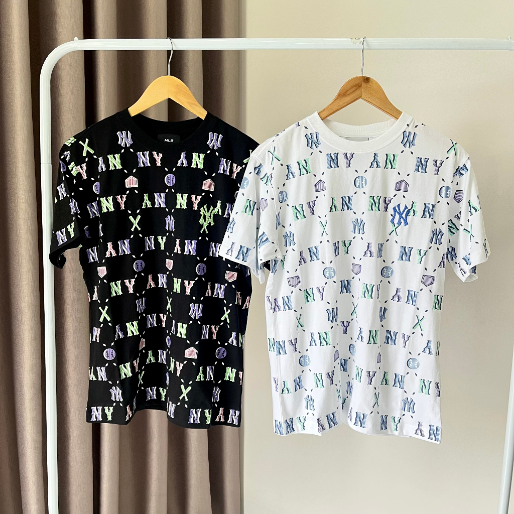 Áo thun unisex MLB/ Newera chính hãng nam nữ in logo LA/ NY đặc trưng chất co giãn mặc mát