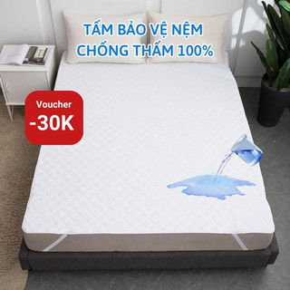Tấm bảo vệ nệm cotton chống thấm không nóng bí giặt máy