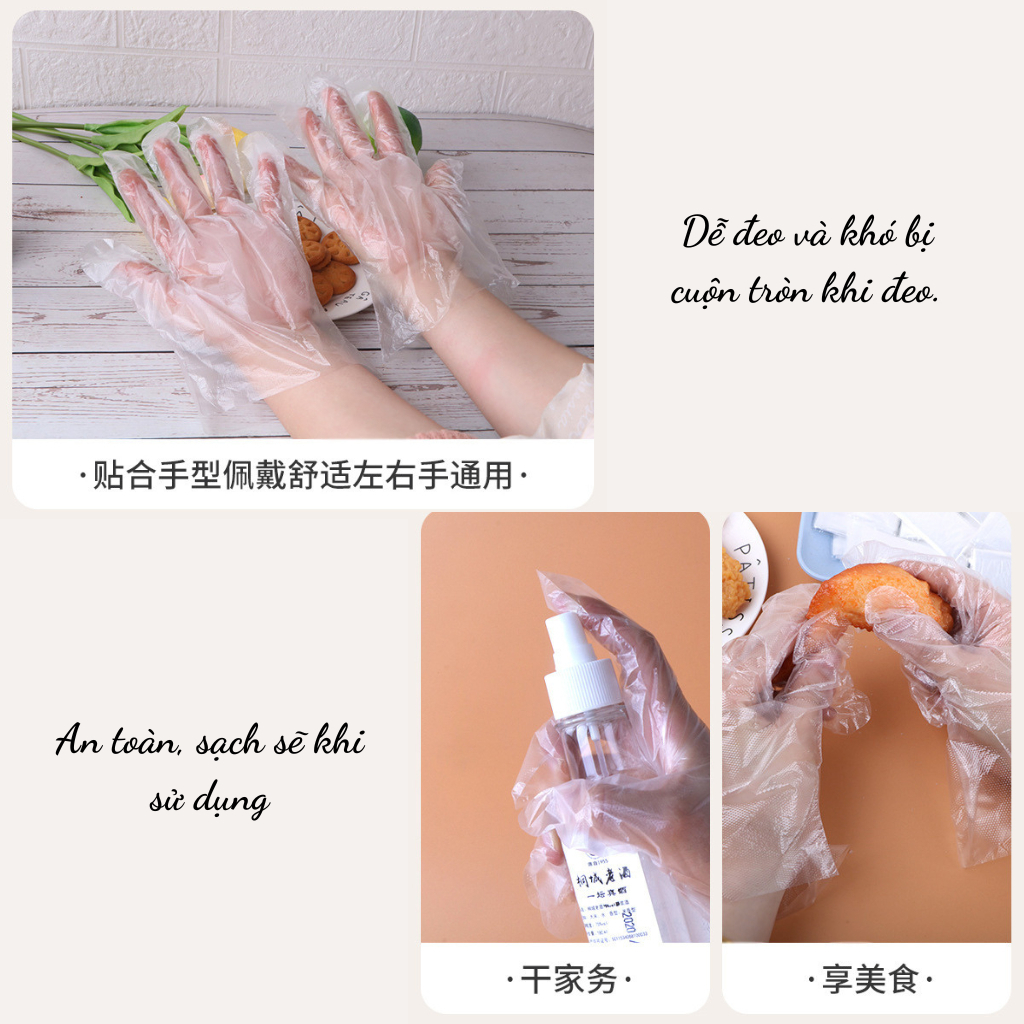 Găng Tay Y Tế Dùng 1 Lần, Găng Tay Trong Suốt Nấu Ăn Làm Bếp Siêu Dày Siêu Dai Đa Năng 88386 Tiện Ích 777