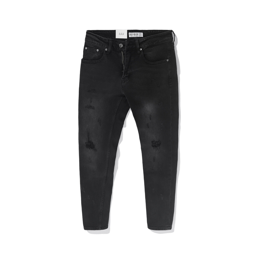 Quần jean nam, quần bò nam cao cấp slimfit DEFOXX xám đậm wash rách 230448