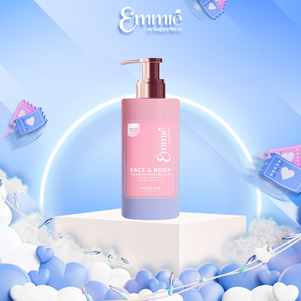 Combo Sữa Tắm Đất Sét Nước Hoa + Face & Body 7% Niacinamide Emulsion Golden C 230g + Glutathione Emmié By Happyskin